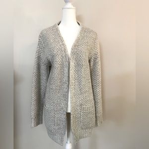 Grey/silver woven open cardigan.